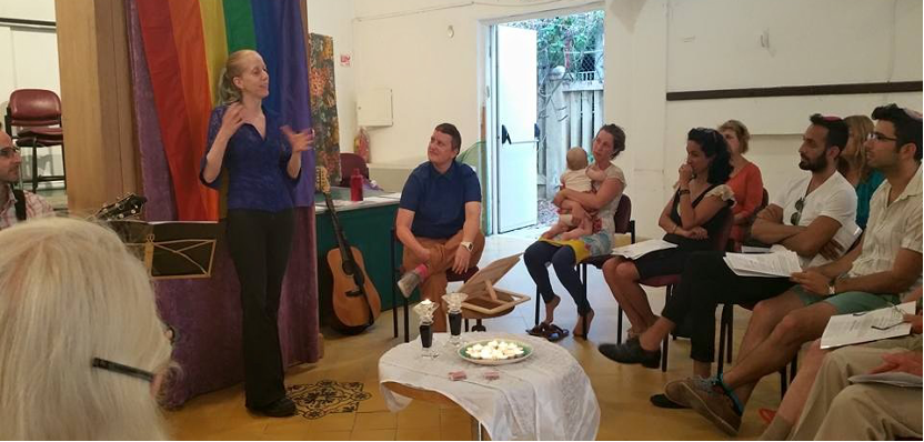 Reform Congregation in Israel with Pride Flag in background