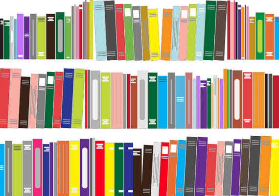 vector graphic of bookshelves