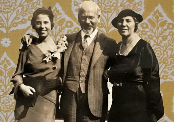 Hadassah Kaplan, Mordecai M. Kaplan, and Lena Kaplan aboard the Exochorda in New York prior to Hadassah’s departure to Jaffa, Palestine, September 24, 1932, private collection.