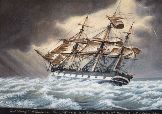 oil painting of the U.S.S. America