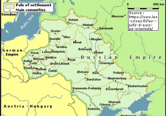 Pale of Jewish settlement in the Russian empire until 1917